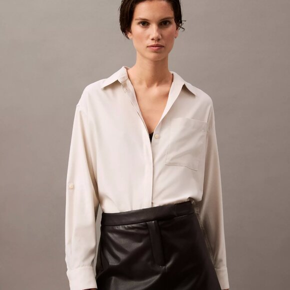Viscose Blend Relaxed Button-Down Shirt, Calvin Klein (NWT) - Picture 1 of 5